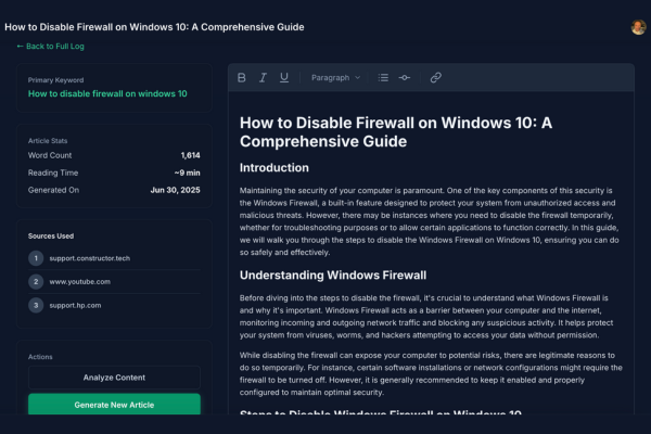 Article Generator UI