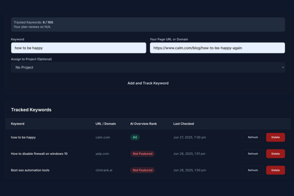 Rank Tracker UI